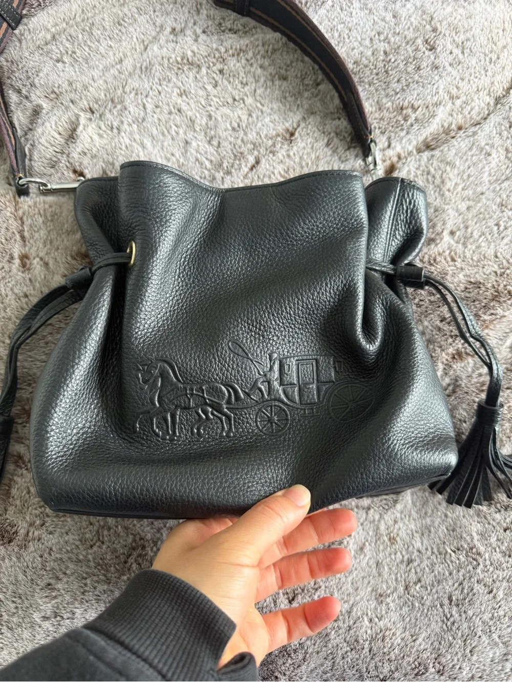 Coach Andy horse & carriage leather crossbody purse black